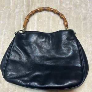 Mario Moravitto Italy Bamboo handle leather handbag